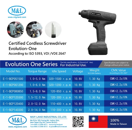 M&L Taiwan Mijyland - Certified Cordless Screwdriver - Evolution-One